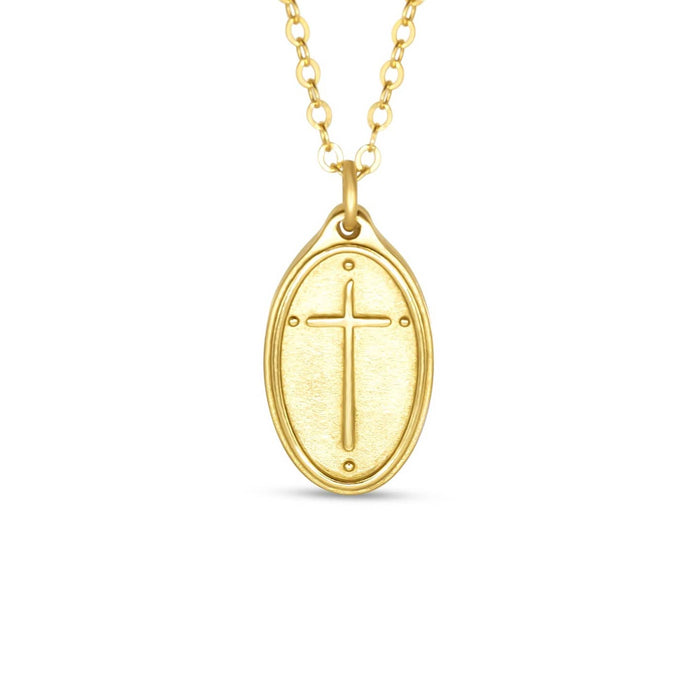 Oval Cross Pendant Necklace