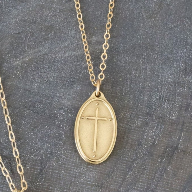 Oval Cross Pendant Necklace