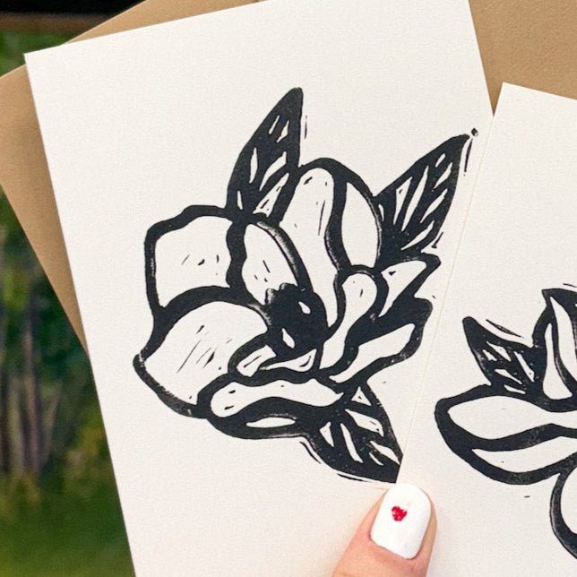 Stamped Magnolia Greeting Card